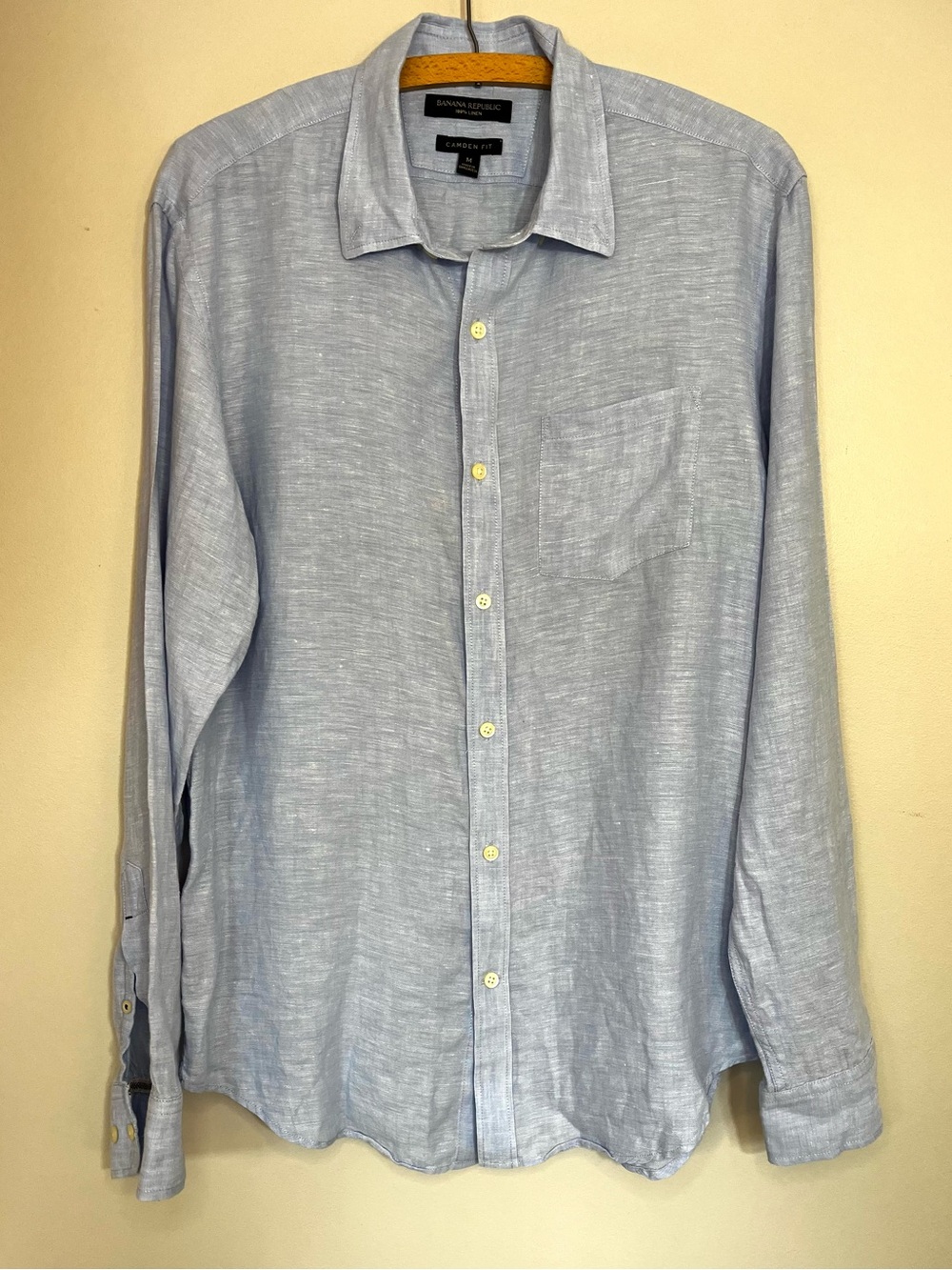Banana Republic Camden Standard-Fit 100% Linen Shirt – Men's Medium – Light Blue